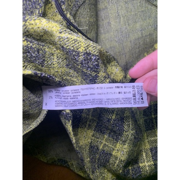 Zara Women's Mini Skirt M Yellow Black Plaid Checkered Short Mini 90s Clueless - Picture 6 of 7